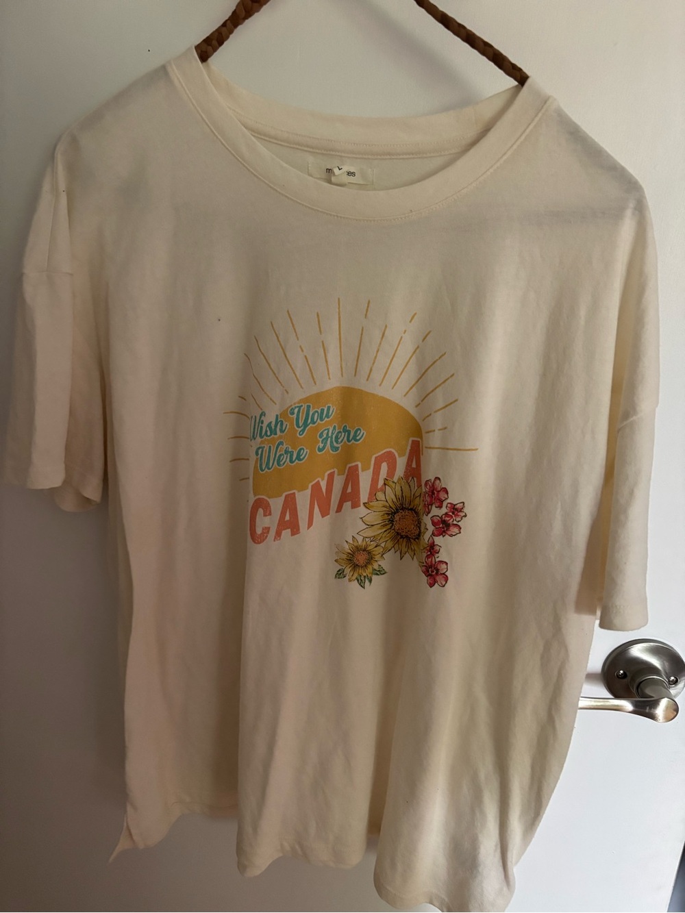 Maurices Cream Short Sleeve Tee with Sunflower Canada Graphic